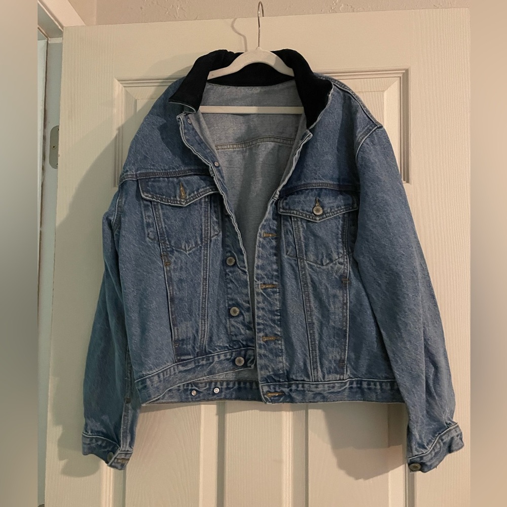 John Galt Denim Jacket Corduroy Neck Small